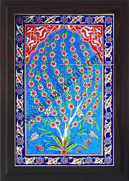 Armada Çini 40x60 Cm ED 603 Turkuaz Hayat Ağacı Çini Pano