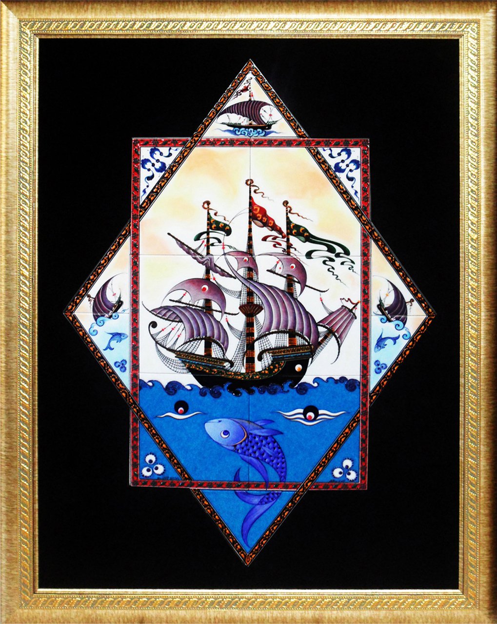 Armada Çini 80x100 Cm ED 682 Yıldız Kalyon Çini Pano