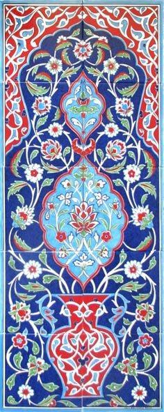 Armada Çini 40x100 Cm ED 704 Kobalt Saksılı Eldekoru Çini Pano