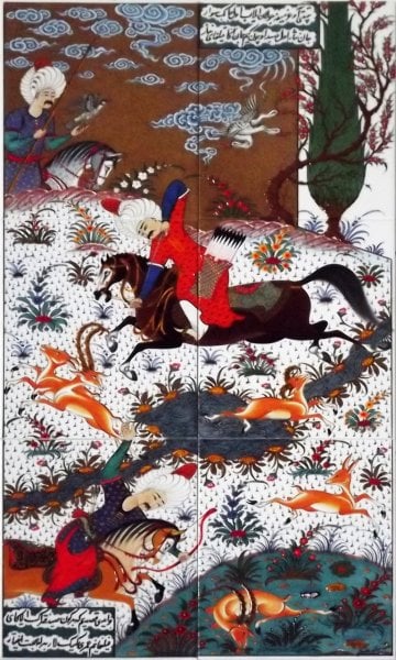 Armada Çini 60x100 Cm ED 610 Osmanlı Av Sahnesi Minyatür Pano