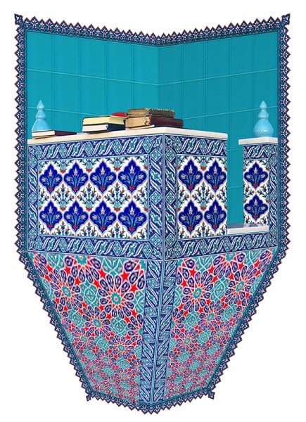 Armada Çini 120X160 Turkuaz Köşeli Cami Kürsüsü