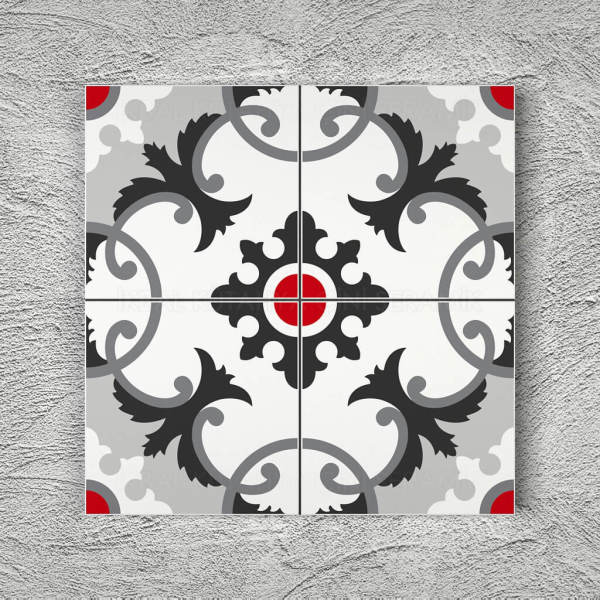 Armada Çini 20x20 Cm YC 26 Gri Beyaz Arabesk Yer Çinisi