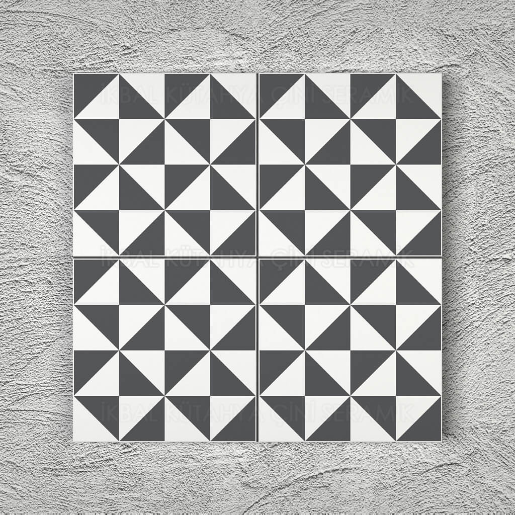 Armada Çini 20x20 Cm YC 73 Gri Beyaz Yel Değirmeni Yer Çinisi
