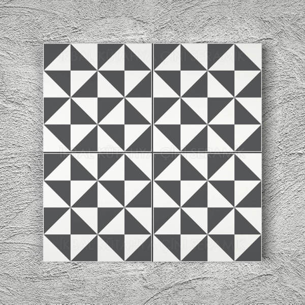 Armada Çini 20x20 Cm YC 73 Gri Beyaz Yel Değirmeni Yer Çinisi