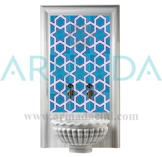 Armada Çini 60x100 Cm SP 98 Mavi Yıldız Serigraf Türk Hamamı Pano