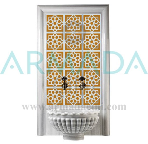 Armada Çini 60x100 Cm SP 101 Sarı Serigraf Türk Hamamı Pano
