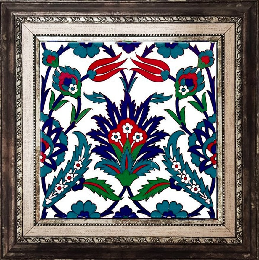 Armada Çini 20x20 Cm Ac 19 Laleli Desen Osmanlı Çini Seramik Karo