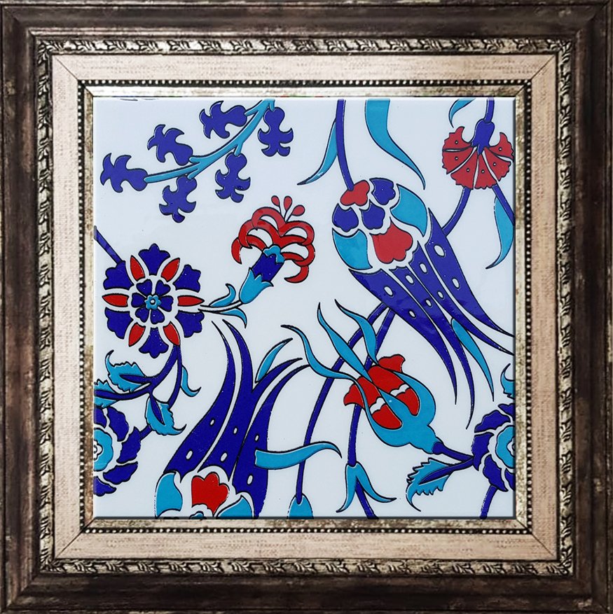 Armada Çini 20x20 Cm SP 105 Lale Çiçek Desen Kütahya İznik Çini Karo