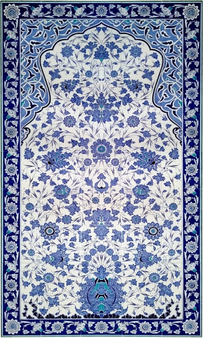 Armada Çini 60x100 Cm ED Mavi beyaz Lotus Pano