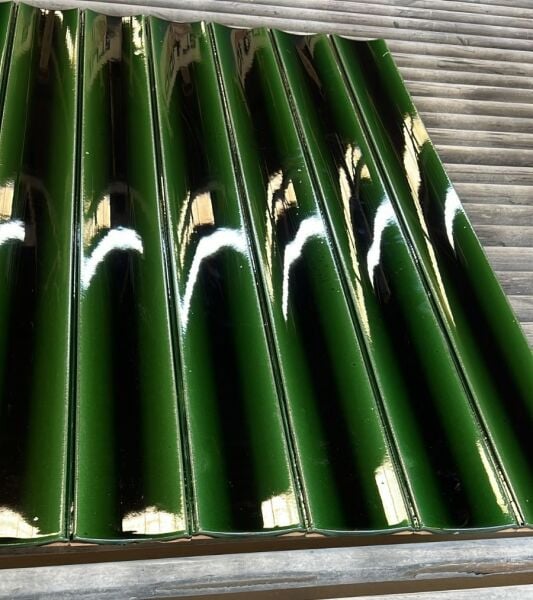 Armada Çini 10x100 Bar Önü Yeşil Seramik Oluklu Çini