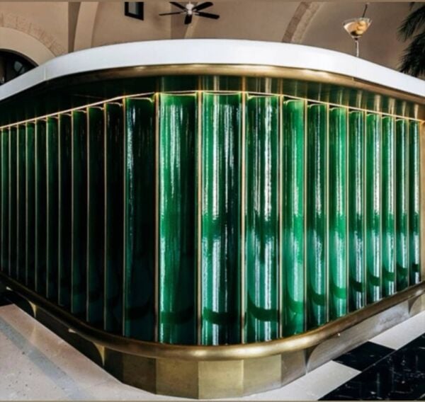 Armada Çini 10x100 Bar Önü Yeşil Seramik Oluklu Çini