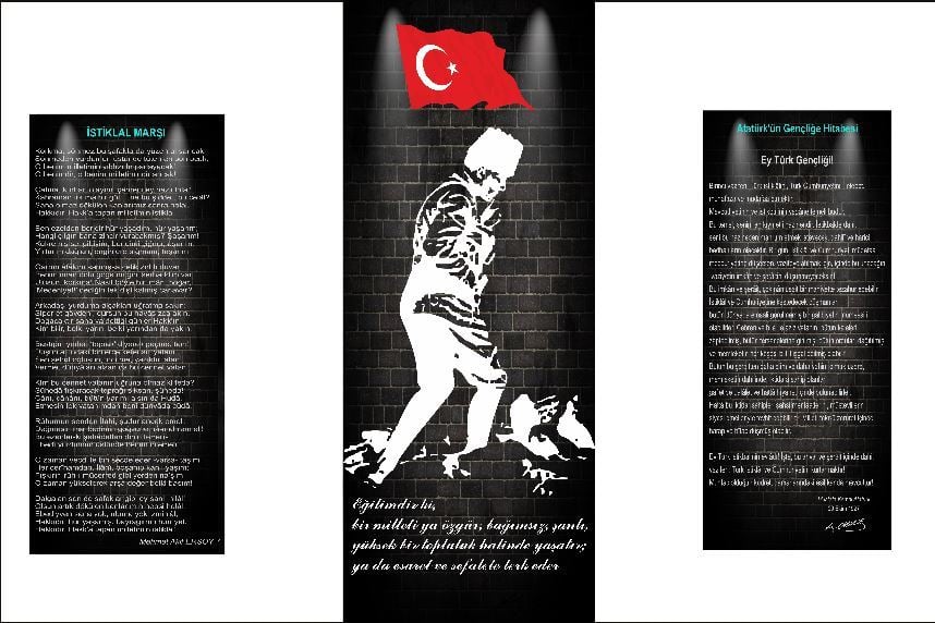 Armada Çini Siyah Atatürk Köşesi Digital Seramik Baskı Pano Çalışması