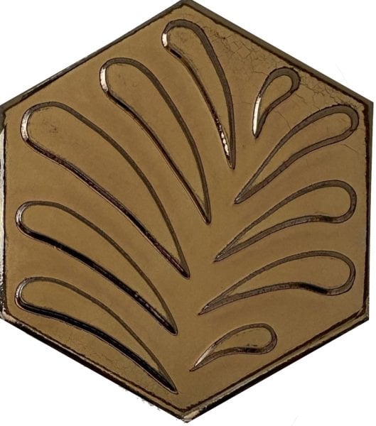 Armada Çini 15x17 Cm Yaprak Bronz Altıgen Seramik