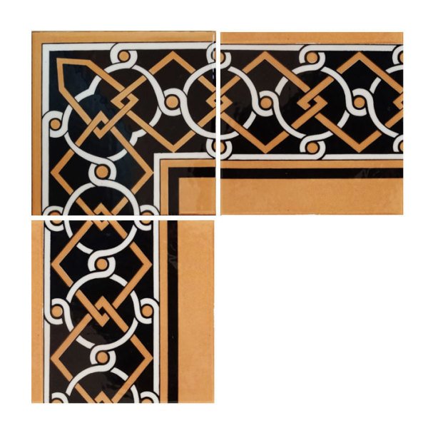Armada Çini 20x20 cm KS 77 Zincir Desen Kütahya İznik Çini Bordür