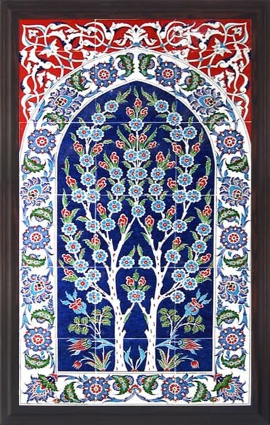Armada Çini 60x100 Cm ED 620 Çift Hayat ağacı El dekoru Çini Pano