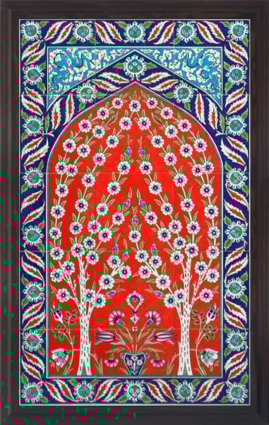 Armada Çini 60x100 Cm ED 623 Kırmızılı Hayat ağacı Çini Pano