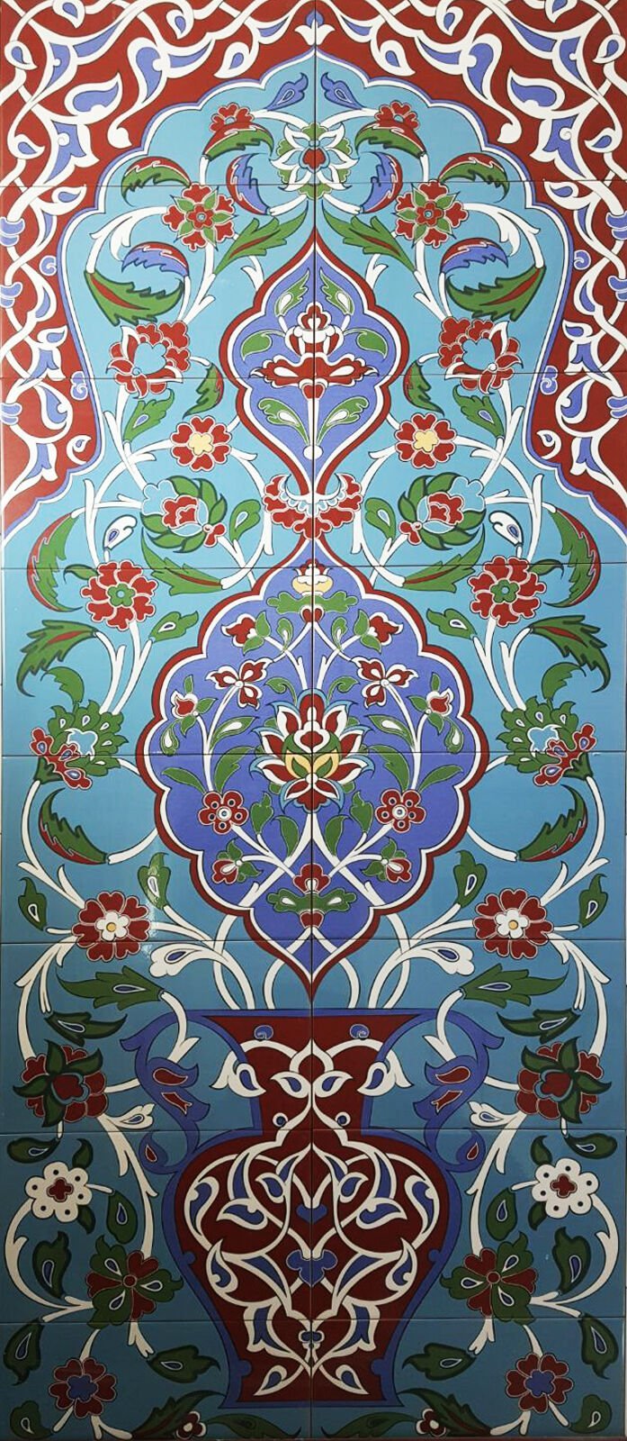 Armada Çini 80x190 Çiçek desenli Zeminli Türk Hamamı Dijital Baskı Pano