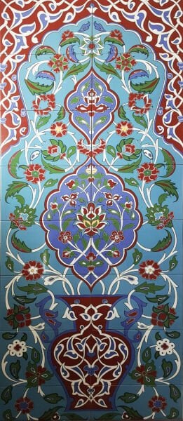 Armada Çini 80x190 Çiçek desenli Zeminli Türk Hamamı Dijital Baskı Pano