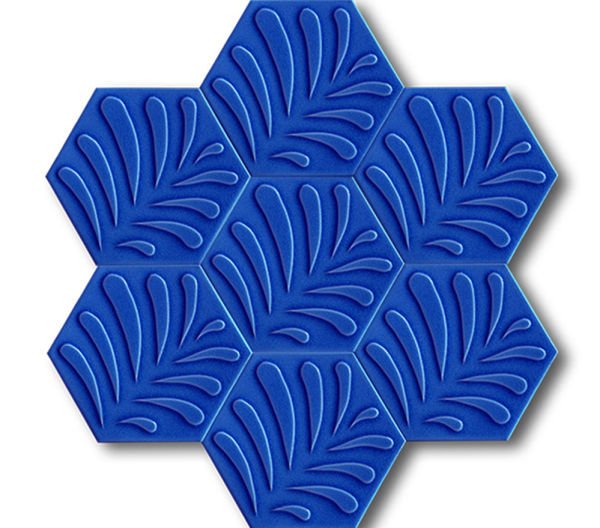 Armada Çini 15x17 Cm Yaprak Kobalt Altıgen Seramik