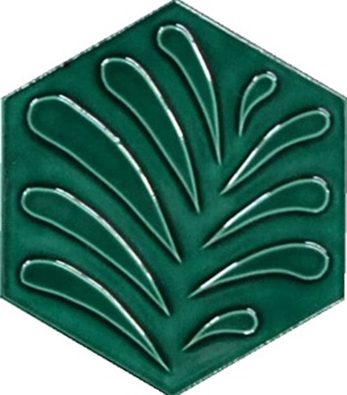 Armada Çini 15x17 Cm Yaprak Yeşil Altıgen Seramik