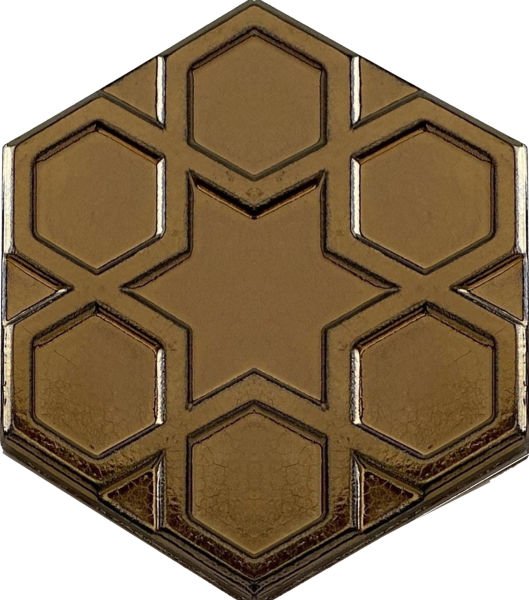 Armada Çini 15x17 Cm Rölyefli Yıldız Bronz Altıgen Seramik