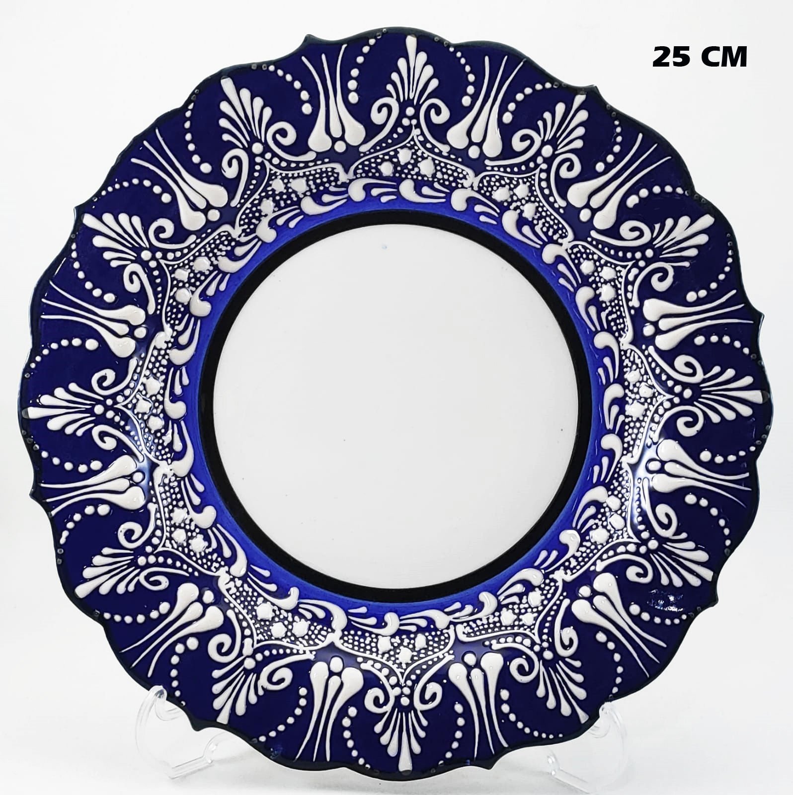 Armada çini 25 cm AR 253 Çini İşlemeli Resim Baskı ve Kaligrafi Tabağı Lacivert