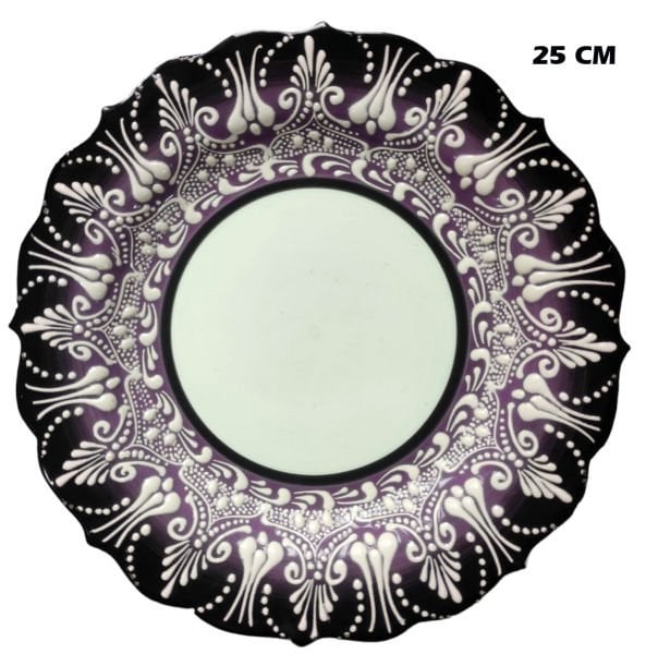 Armada çini 25 cm AR 254 Çini İşlemeli Resim Baskı ve Kaligrafi Tabağı Lila