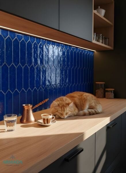 Armada Çini 9X30  Bella Gölgeli Kobalt Çini Seramik