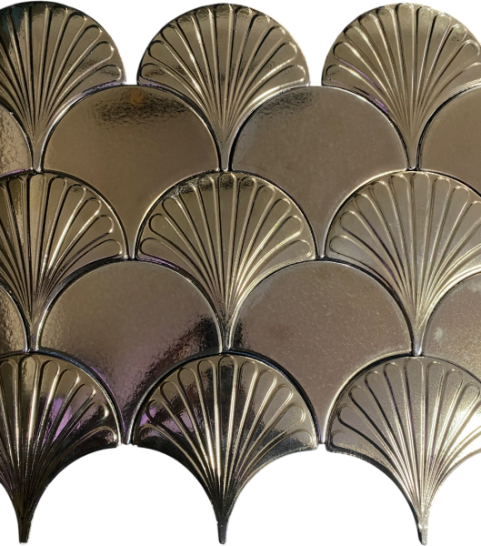 Armada Çini 17x17 cm Bronz İstiridye Balık Pulu Seramik(Kopya)