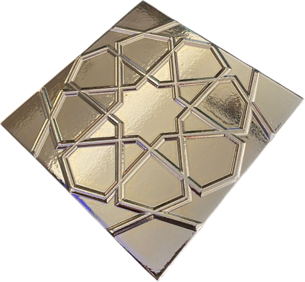 Armada Çini 19,5x19,5 Cm Rölyefli Bronz Selçuk Yıldızı Deseni Çini Karo