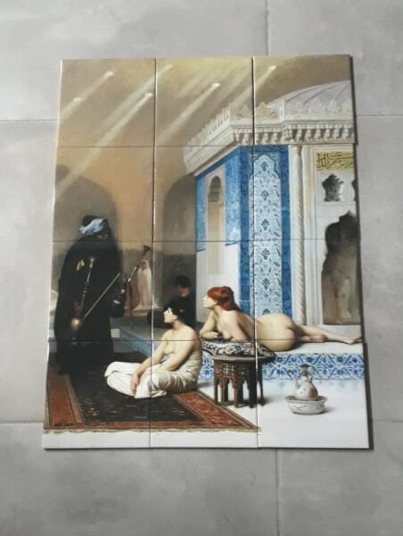 Armada Çini 60x80 Osmanlı Türk Hamamı Nargileci Digital Baskı